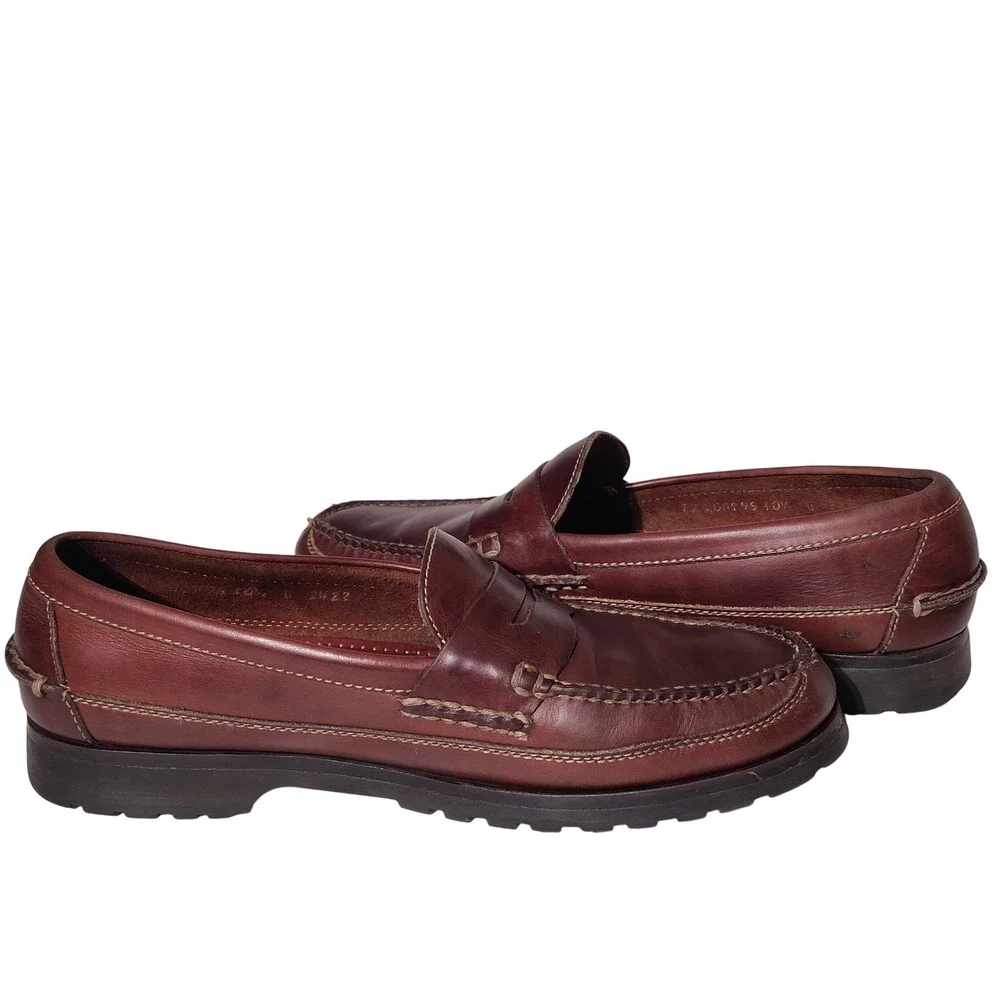 Cole Haan Country Mens Brown Leather Lug Sole Penny Loafers 10.5 D - Imperfect